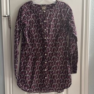 Duluth Trading Co. Long-Sleeve Button-Down Shirt Burgundy Floral Cotton Sz Small